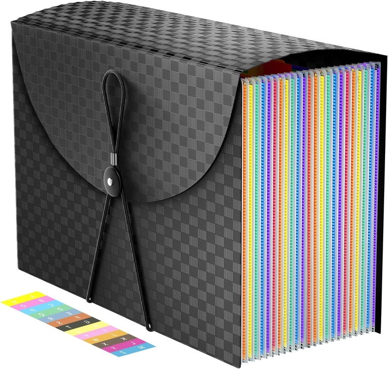 Fun storage Expanding File Folders Accordion File Organizer with 24 Pockets,Accordian Document Folder Letter Size,Expandable Filing Box,Bill,Receipt and Paper Organizer Storage Boxes,Light-Duty,Portable Perfect - Image 1